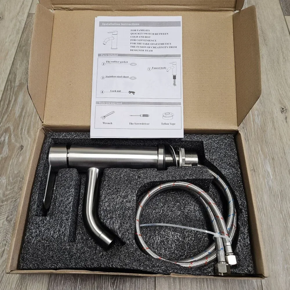 Amazing Force Single Handle Bathroom Faucet Stainless Steel Brushed Nickel